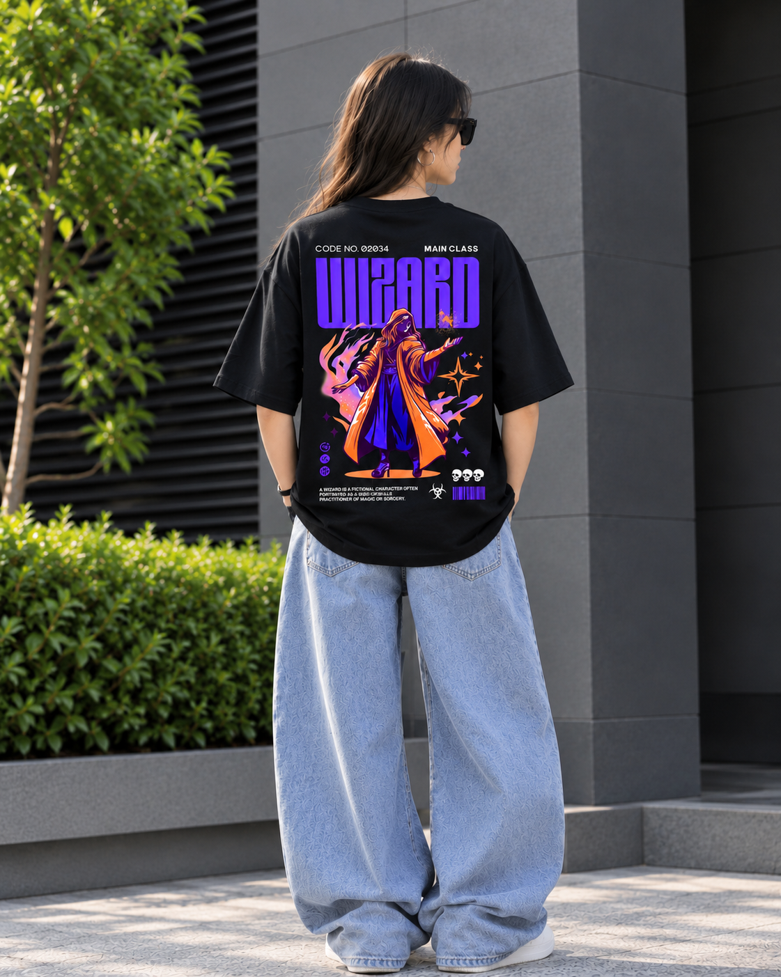 Wizard Graphic Oversized T-Shirt – Black