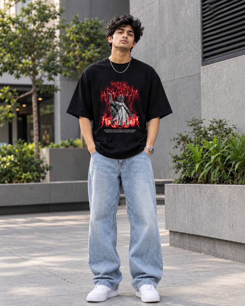 Dark Angel Graphic Oversized T-Shirt – Black