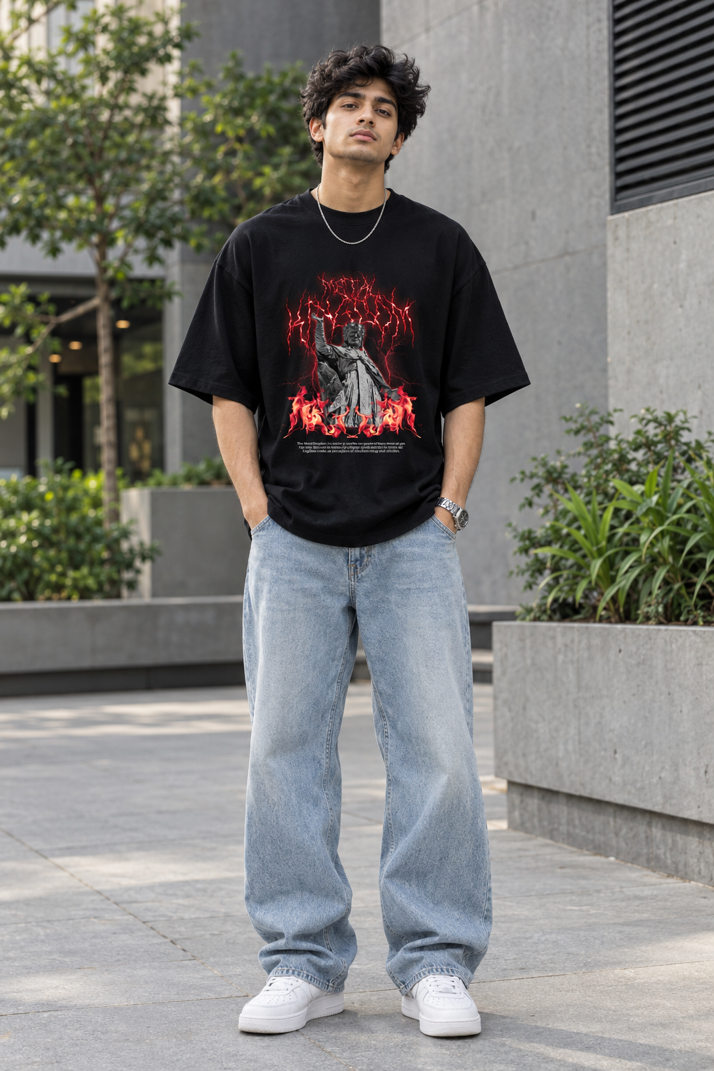 Dark Angel Graphic Oversized T-Shirt – Black