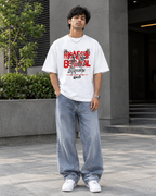 Streetwear Skeleton Graphic Oversized T-Shirt – White