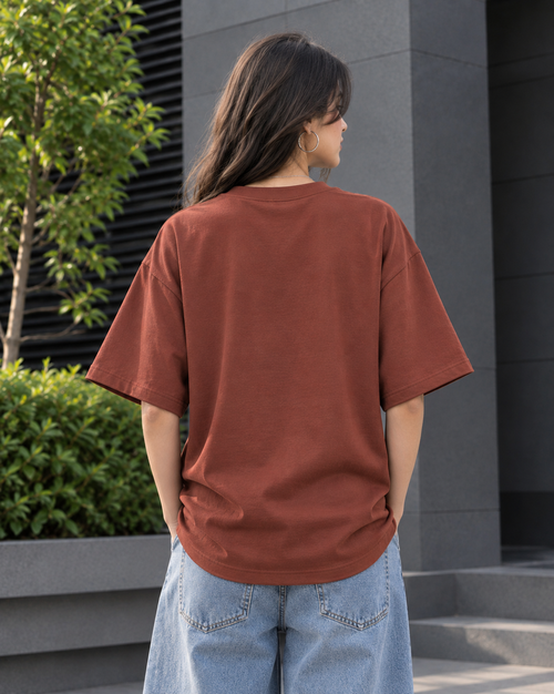 Chase Your Passion Graphic Oversized T-Shirt – Rust Brown