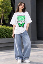 Poison Flower Butterfly Graphic Oversized T-Shirt – White