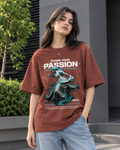 Chase Your Passion Graphic Oversized T-Shirt – Rust Brown